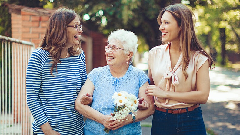 A multi-generation family enjoying time outdoors