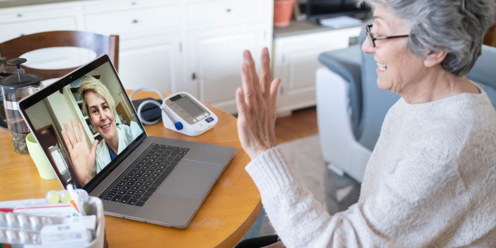 Image of a patient having a virtual doctor's appointment