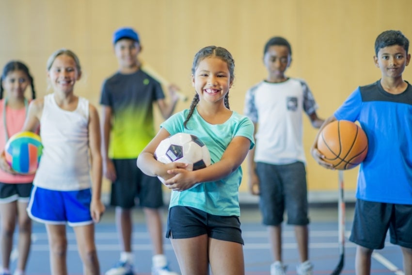 Children participating in school sports