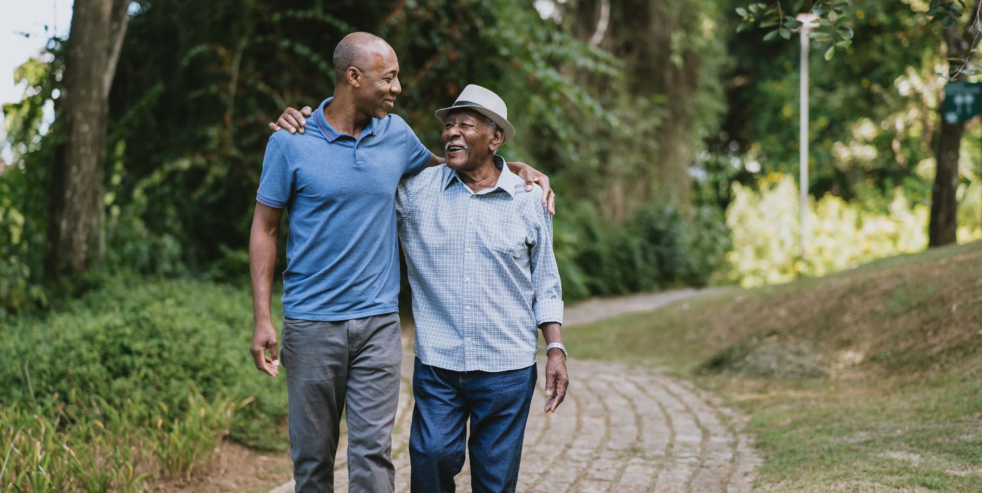 Two men walking together
