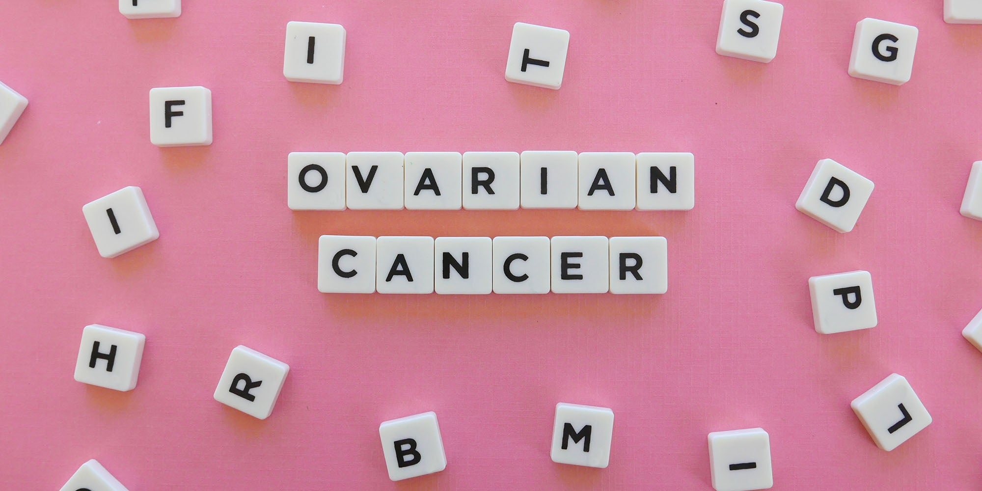 Letter blocks spelling out ovarian cancer