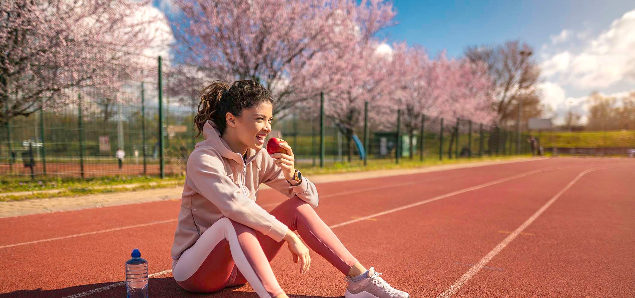 Female athlete stretching
