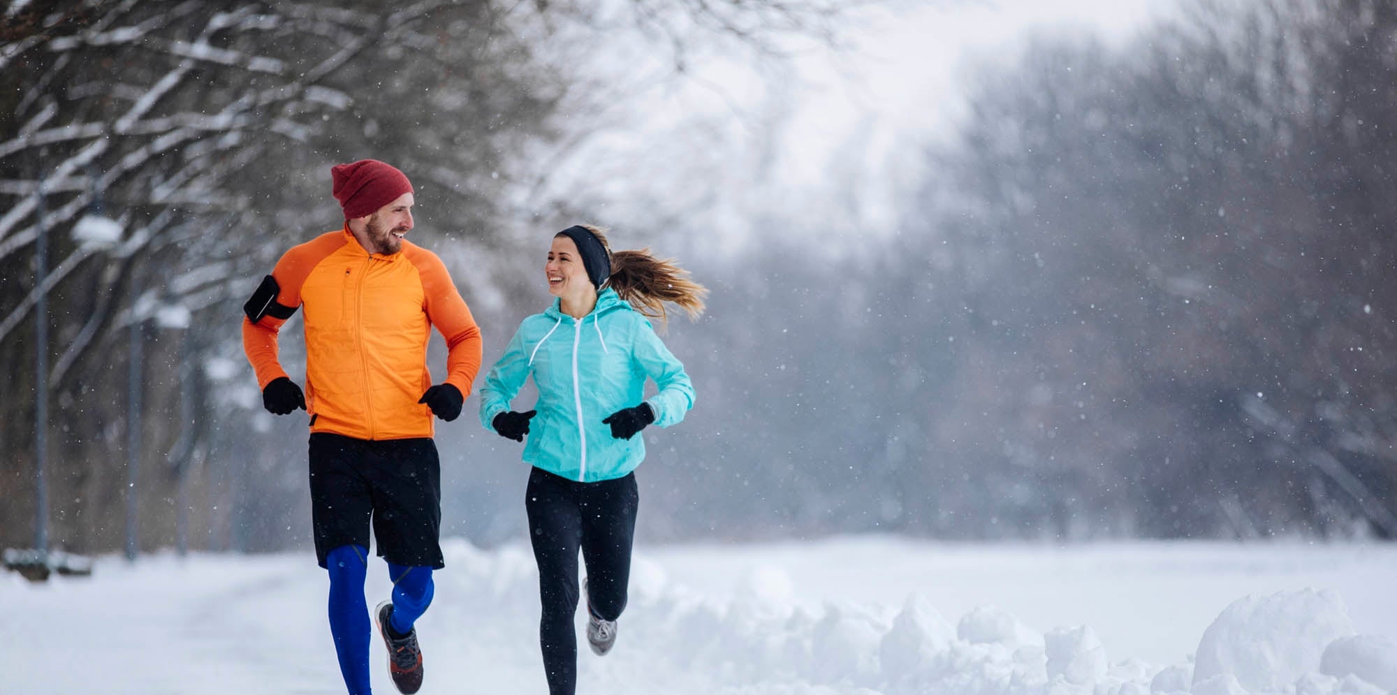 Runners in the snow