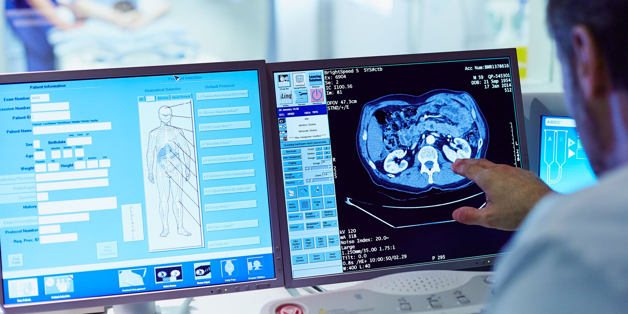 Doctor reviewing medical imaging scans