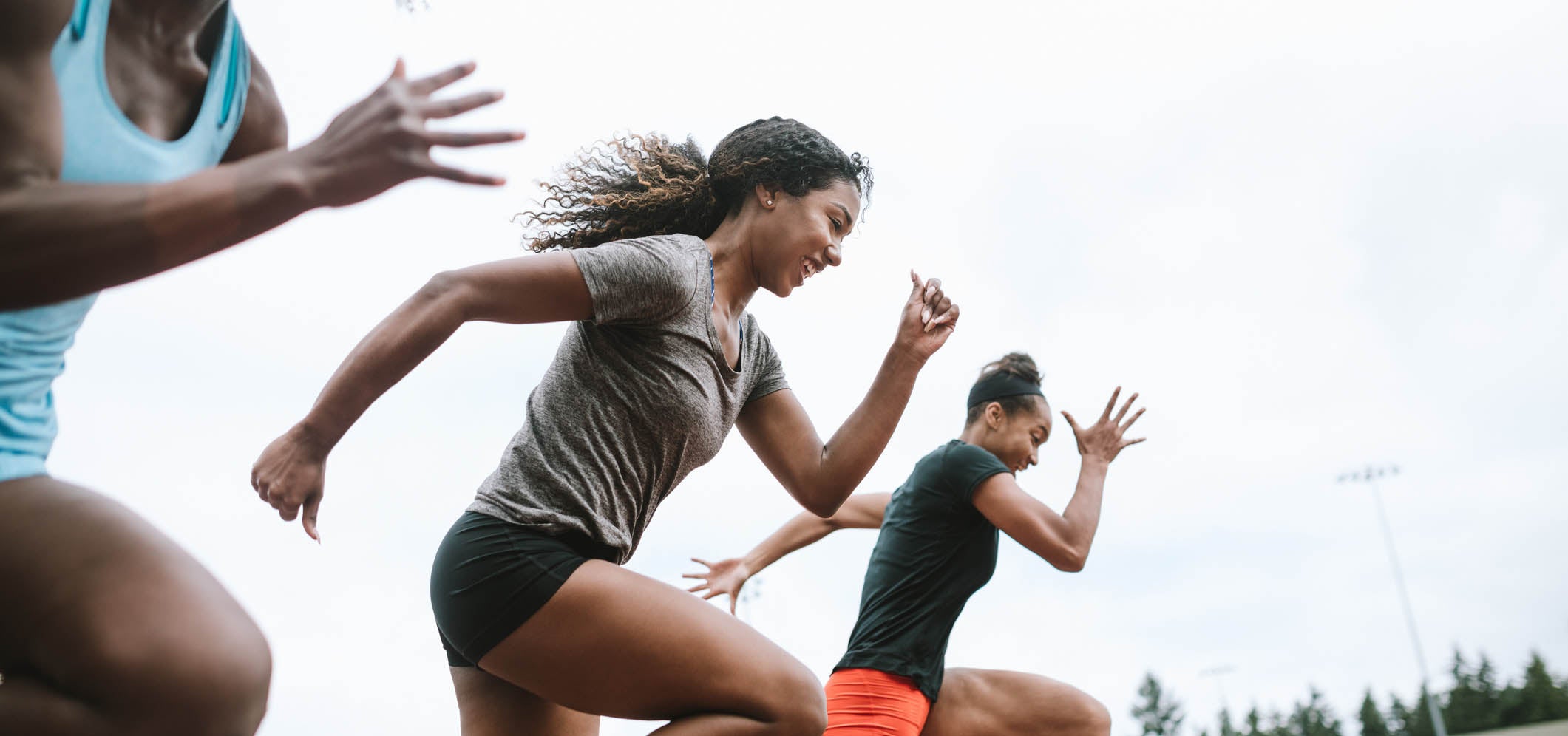 Women running together